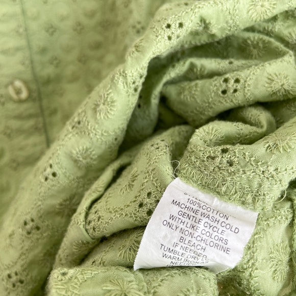 Matcha Green Eyelet Button Blouse - Picture 6 of 7